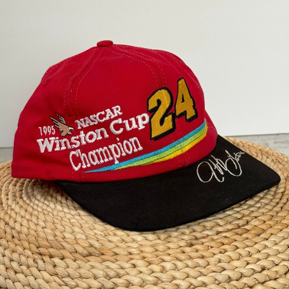 Vintage Jeff Gordon Hat Snapback 1995 Winston Cup Champion Red Black Cap USA